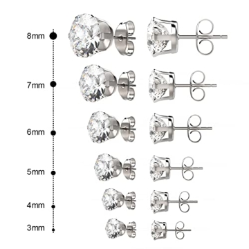 Stylish Hypoallergenic Stainless Steel Earrings Set of 6 Pairs