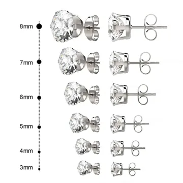 Stylish Hypoallergenic Stainless Steel Earrings Set of 6 Pairs