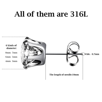 Stylish Hypoallergenic Stainless Steel Earrings Set of 6 Pairs