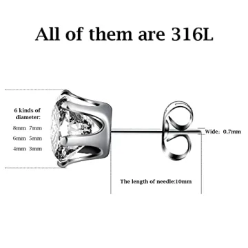 Stylish Hypoallergenic Stainless Steel Earrings Set of 6 Pairs