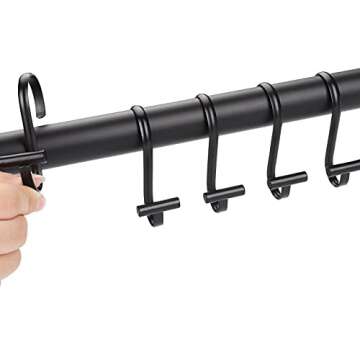 Decohousehold Shower Curtain Rings, Rust-Resistant Metal Shower Curtain Hooks, Durable T-Bar Rings for Bathroom Shower Rods to Hang Curtain and Liner - Set of 12, Matte Black