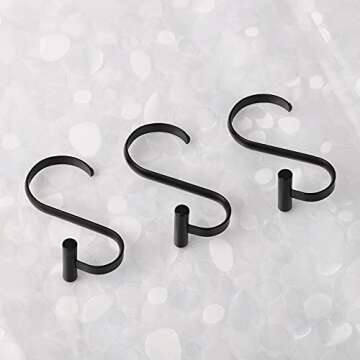 Decohousehold Shower Curtain Rings, Rust-Resistant Metal Shower Curtain Hooks, Durable T-Bar Rings for Bathroom Shower Rods to Hang Curtain and Liner - Set of 12, Matte Black