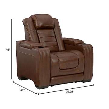 Signature Design by Ashley Backtrack Contemporary Leather Power Recliner with Adjustable Headrest