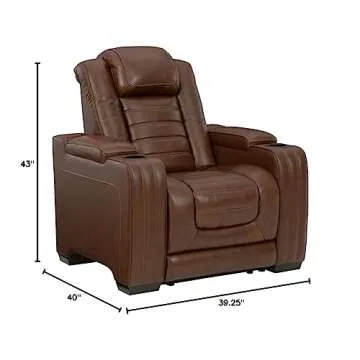 Signature Design by Ashley Backtrack Contemporary Leather Power Recliner with Adjustable Headrest