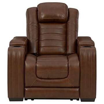 Signature Design by Ashley Backtrack Contemporary Leather Power Recliner with Adjustable Headrest