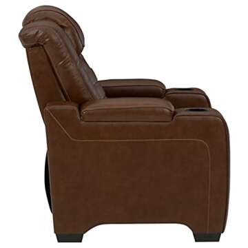 Signature Design by Ashley Backtrack Contemporary Leather Power Recliner with Adjustable Headrest