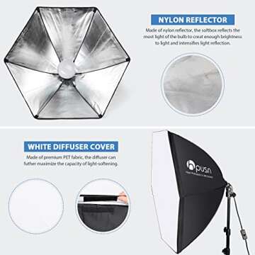 HPUSN Softbox Photography Lighting Kit 30"X30" Professional Continuous Lighting System Photo Studio ...
