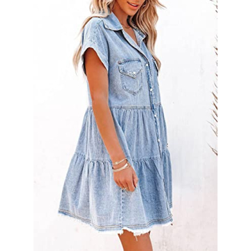 Stylish Sky Blue Denim Dress for Women