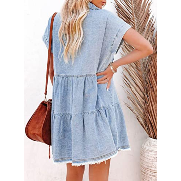 Stylish Sky Blue Denim Dress for Women