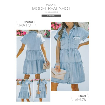 Stylish Sky Blue Denim Dress for Women