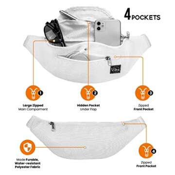 Vibe Festival Gear Fanny Pack for Men Women - Solid Color - White Fanny Pack - Cute Waist Bag for Fe...