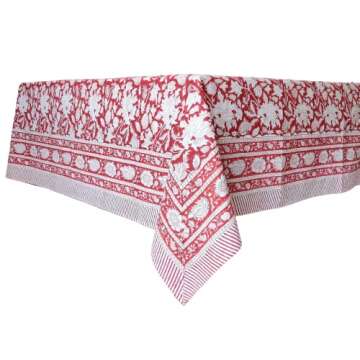 ATOSII Meraki Red Cotton Tablecloth - 60x90 Rectangular Design