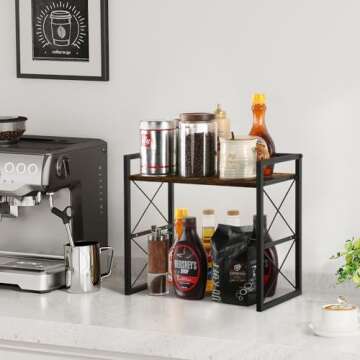 YINMIT Desktop Shelf Organizer, 2 Tier Office Shelves, Wood Desk Organizer Storage Rack and Freestanding Display Shelf for Office, Dormitory, Home