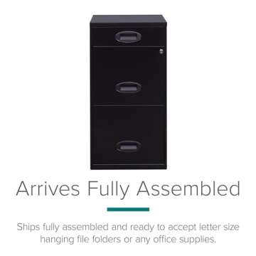 Space Solutions 3 Drawer Metal File Cabinet with Pencil Drawer Black
