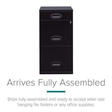 Space Solutions 3 Drawer Metal File Cabinet with Pencil Drawer Black