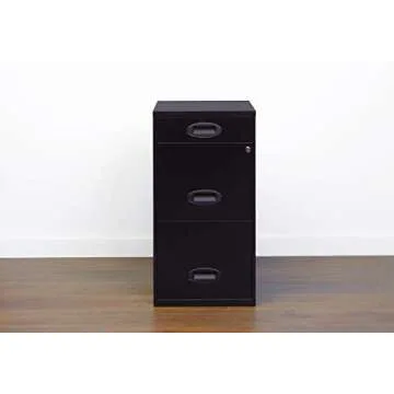 Space Solutions 3 Drawer Metal File Cabinet with Pencil Drawer Black