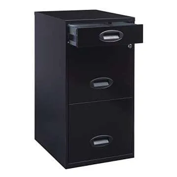 Space Solutions 3 Drawer Metal File Cabinet with Pencil Drawer Black