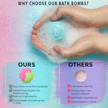 Natural Bath Bombs Gift Set with Inspirational Quotes for Women
