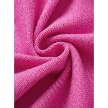 Dokotoo Hot Pink Sweaters for Ladies Open Front Long Sleeve Lightweight 2024 Fall Fashion Outfits Color Block Knit Sweater Coats with Pockets for Summer,Bright Pink X-Large