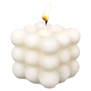 Bubble Candles - Cube Soy Wax Candle, Aesthetic Decor Scented Candle, Cute White Candles for Home, H...