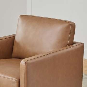 CHITA Genuine Leather Swivel Accent Chair, FSC Certified Mid Century Modern Arm Chair for Living Room and Bedroom, Saddle