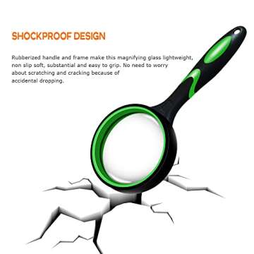 Magnifying Glass, 10X Handheld Reading Magnifier for Seniors & Kids, Non-Scratch Quality Glass Lens ...