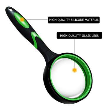 Magnifying Glass, 10X Handheld Reading Magnifier for Seniors & Kids, Non-Scratch Quality Glass Lens for Book Newspaper Reading, Classroom Science