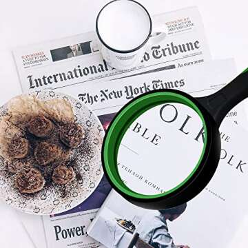 Magnifying Glass, 10X Handheld Reading Magnifier for Seniors & Kids, Non-Scratch Quality Glass Lens for Book Newspaper Reading, Classroom Science