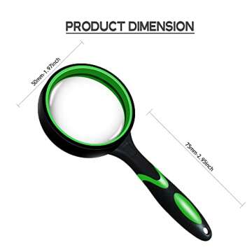 Magnifying Glass, 10X Handheld Reading Magnifier for Seniors & Kids, Non-Scratch Quality Glass Lens for Book Newspaper Reading, Classroom Science