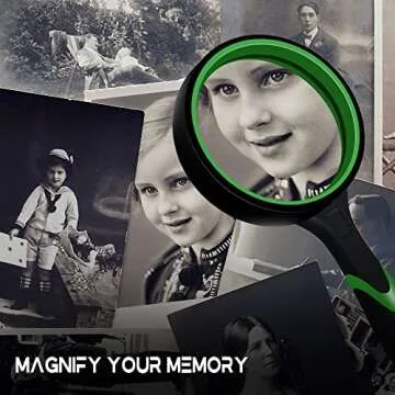 Magnifying Glass, 10X Handheld Reading Magnifier for Seniors & Kids, Non-Scratch Quality Glass Lens for Book Newspaper Reading, Classroom Science