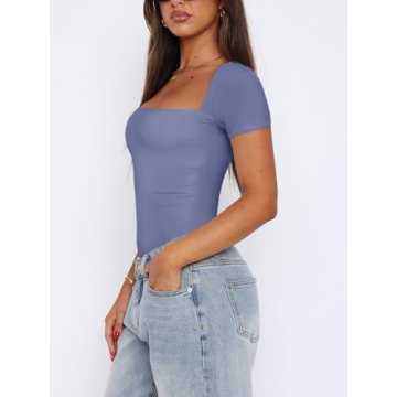 Stylish Square Neck Bodysuit for Women - REORIA