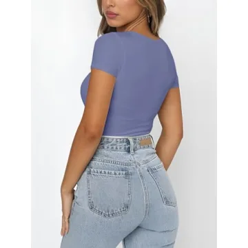 Stylish Square Neck Bodysuit for Women - REORIA