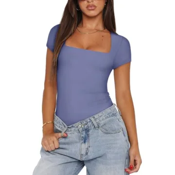 Stylish Square Neck Bodysuit for Women - REORIA