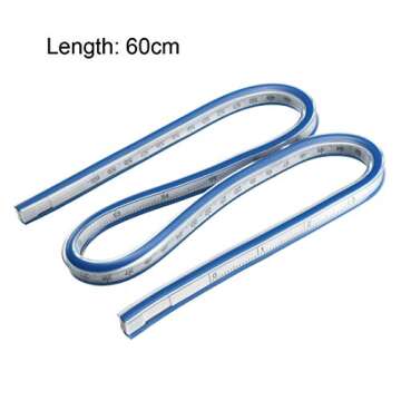 uxcell Flexible Ruler 24 Inch 60cm Curve Ruler for Engineering Drawing, Design Graphics, Garment Des...