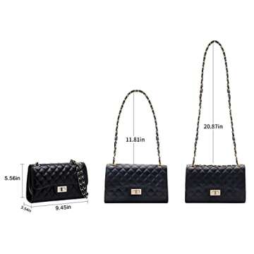 Eveupp Black Chain Purse Small Quilted Crossbody Bags for Women Shoulder Bag Clutch Purses M