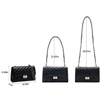 Eveupp Black Chain Purse Small Quilted Crossbody Bags for Women Shoulder Bag Clutch Purses M