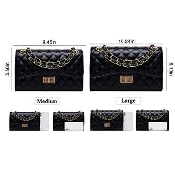 Eveupp Black Chain Purse Small Quilted Crossbody Bags for Women Shoulder Bag Clutch Purses M