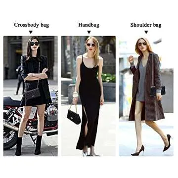 Eveupp Black Chain Purse Small Quilted Crossbody Bags for Women Shoulder Bag Clutch Purses M