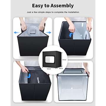 Glendan Light Box Photography, Portable Photo Studio Light Box, 16" x 16" Professional Dimmable Shooting Tent Kit with 216 LED Table Top Light & 6 Backdrops Photo Box for Product Photography