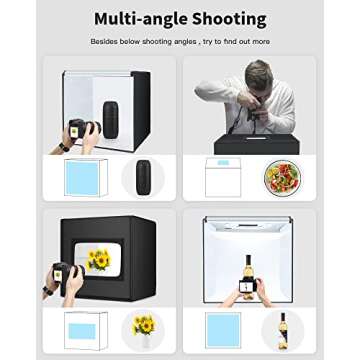 Glendan Light Box Photography, Portable Photo Studio Light Box, 16" x 16" Professional Dimmable Shooting Tent Kit with 216 LED Table Top Light & 6 Backdrops Photo Box for Product Photography