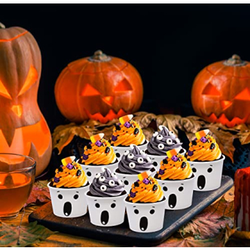 Ghost Treat Snack Cups 48 Pcs for Spooky Parties