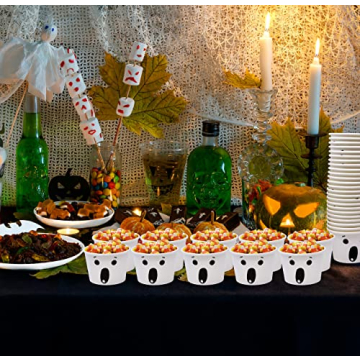 Ghost Treat Snack Cups 48 Pcs for Spooky Parties