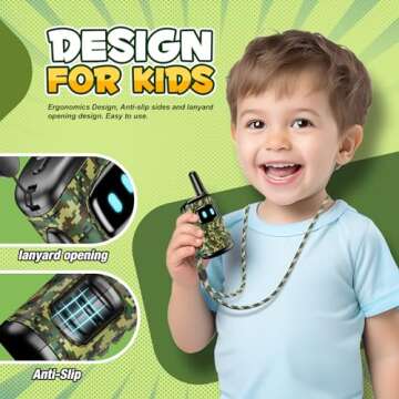 Toys for 3-8 Year Old Boys: Mini Rechargeable Walkies Talkies for Kids with Lanyard 2 Pack Birthday ...