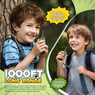 Toys for 3-8 Year Old Boys: Mini Rechargeable Walkies Talkies for Kids with Lanyard 2 Pack Birthday Gifts for 3 4 5 6 Year Old Boy Kids Camping Outdoor Toys for 3 4 5 6-8 Year Old Boy