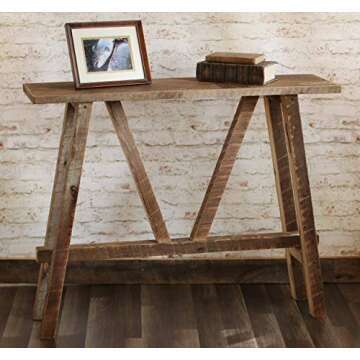 Rustic Console Table made from Reclaimed Wood, Narrow Footprint