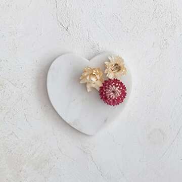 Creative Co-Op Marble Heart Shaped, White Dish