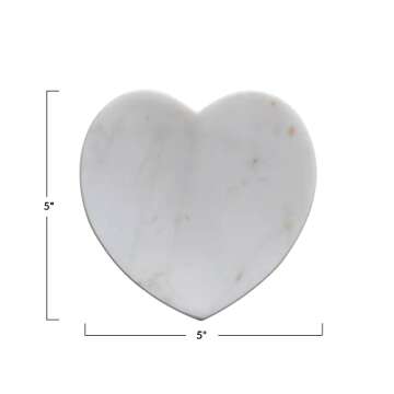 Creative Co-Op Marble Heart Shaped, White Dish
