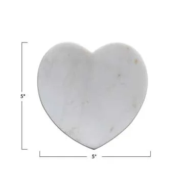 Creative Co-Op Marble Heart Shaped, White Dish