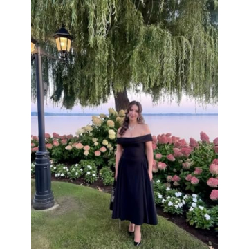 Benoui Satin Off Shoulder Midi Dress 2024 A-Line Style