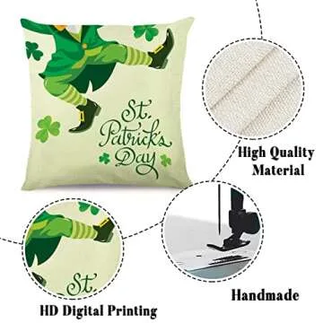 LEITINGYA Set of 4 Throw Pillow Covers 18x18, ST Patricks Day Gnomes Pillow Covers 18x18 inch, Decorative Lucky Charm Shamrocks Couch Pillow Covers for Gift, Living Room, Bedroom, Sofa, Chair